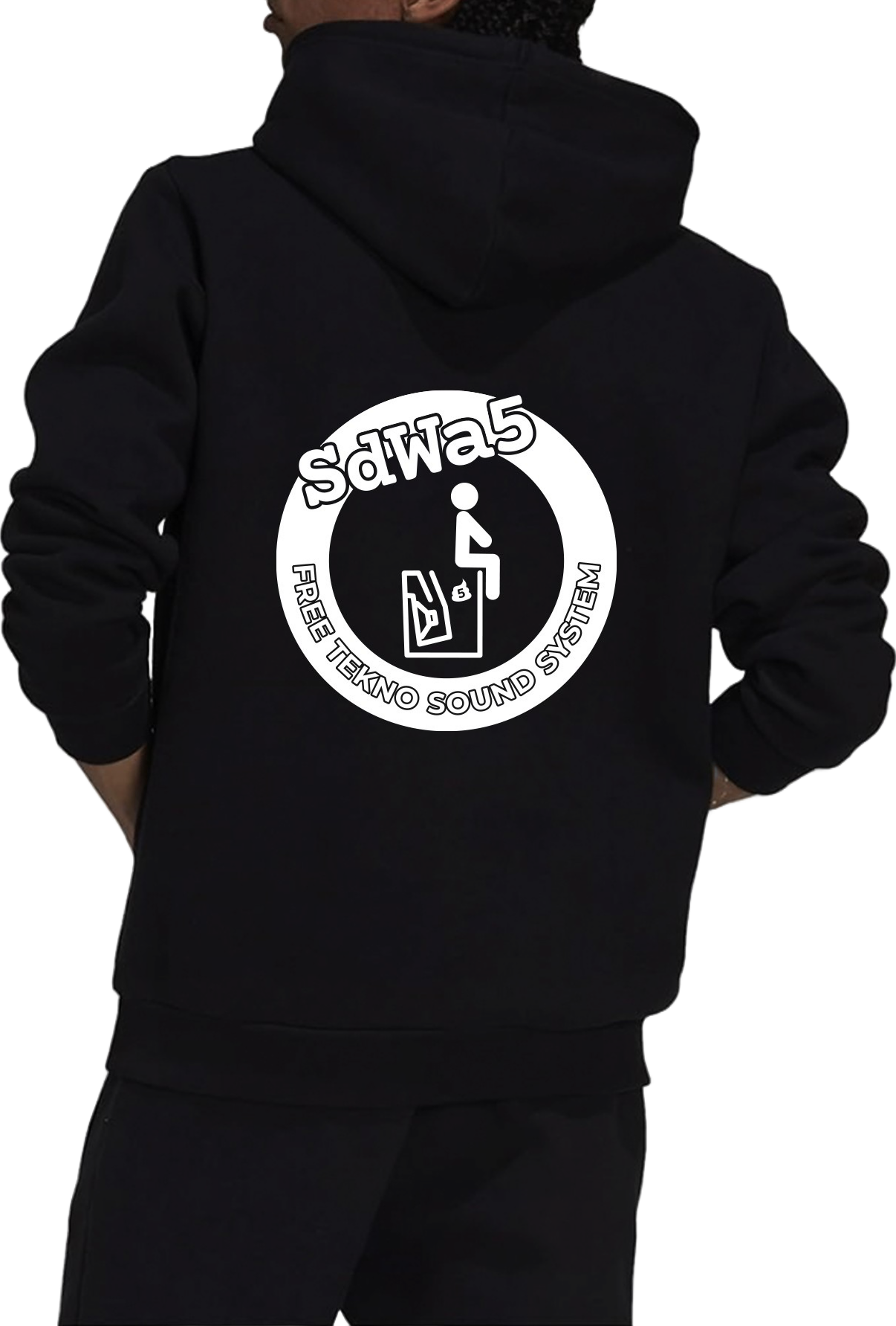 Black Hoodie with 1-Colour-Print (white)