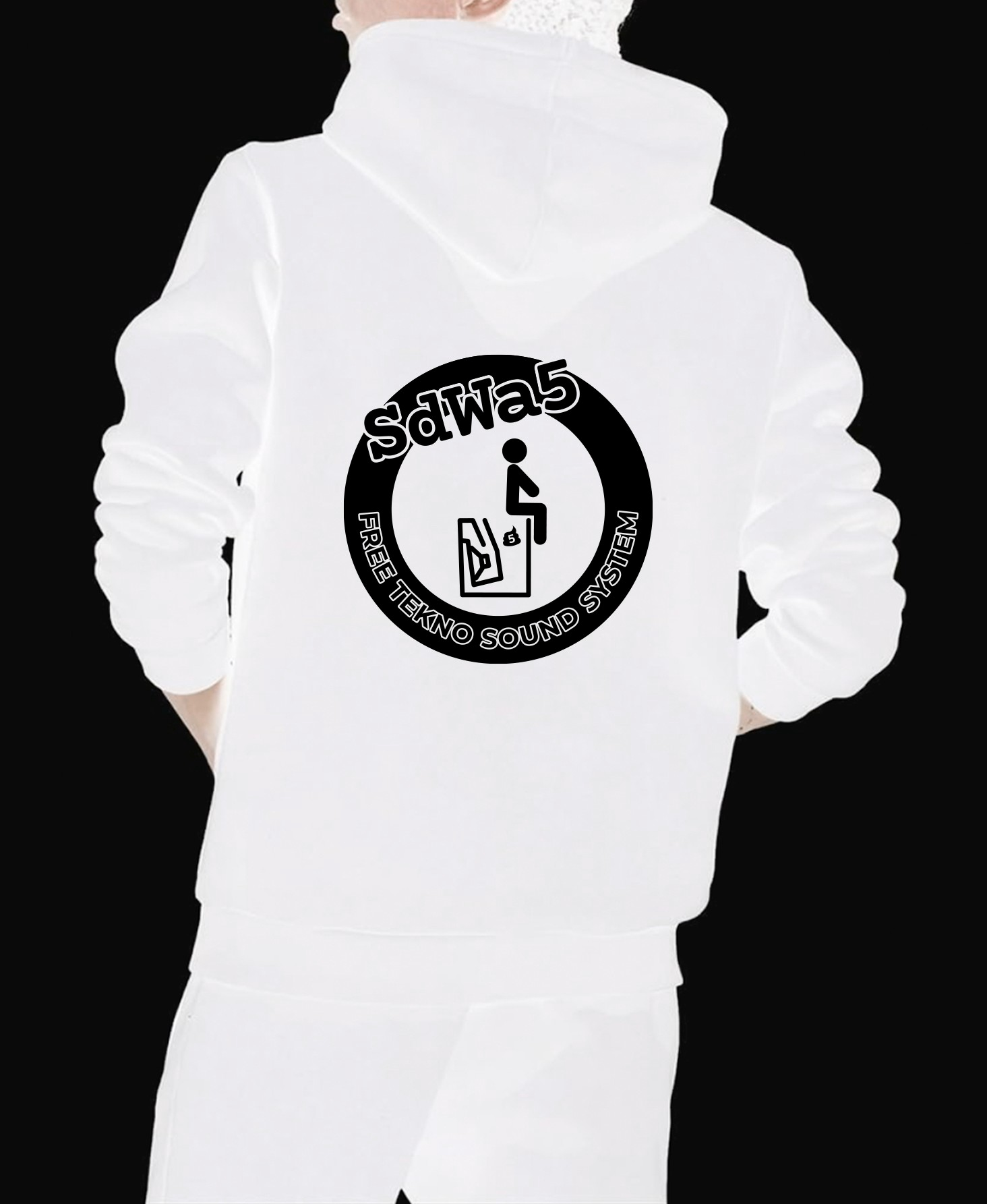 Hoodie with 2-Colour-Print (black/white)