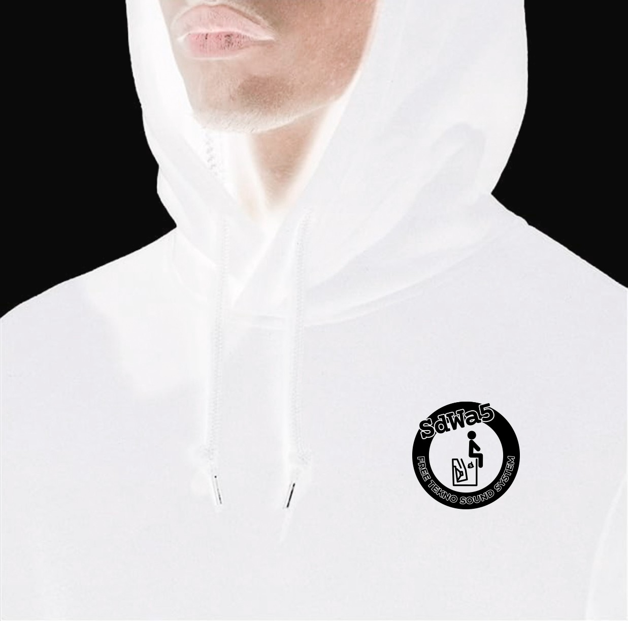 Hoodie with 2-Colour-Print (black/white)